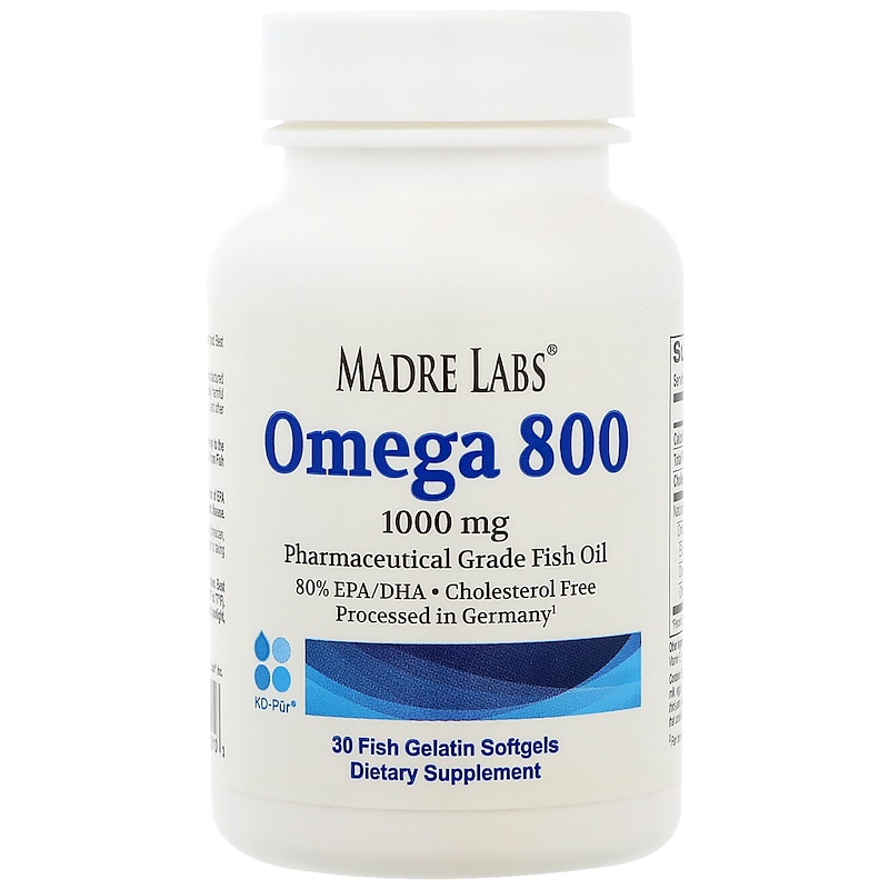 Madre Labs Omega 800 - Madre Labs, Omega 800, 1000 мг, 30 мягких желатиновых капсул