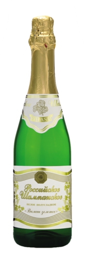 Российское шампанское белое полусладкое "Вилаш золотое"