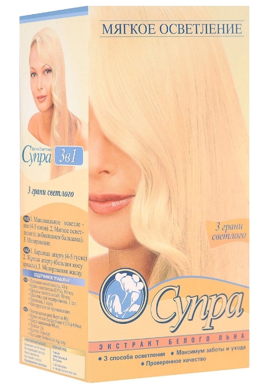 Осветлитель для волос Galant Cosmetic Супра, с экстрактом белого льна и витаминами A,E,F - Отличное бюджетное средство